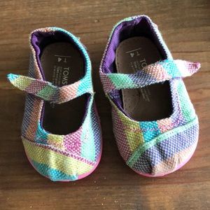 TOMS multi colored Velcro toddler shoes
